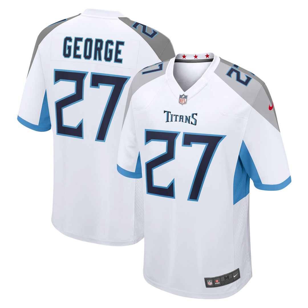 Eddie George Tennessee Titans White Retired Player Game Jersey