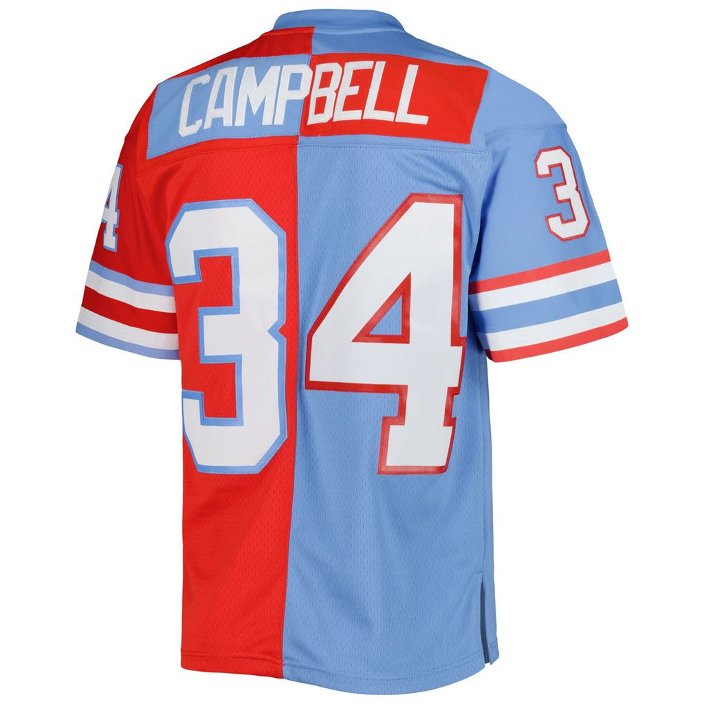 Earl Campbell Houston Oilers Red/Light Blue Gridiron Classics 1980 Split Legacy Replica Jersey