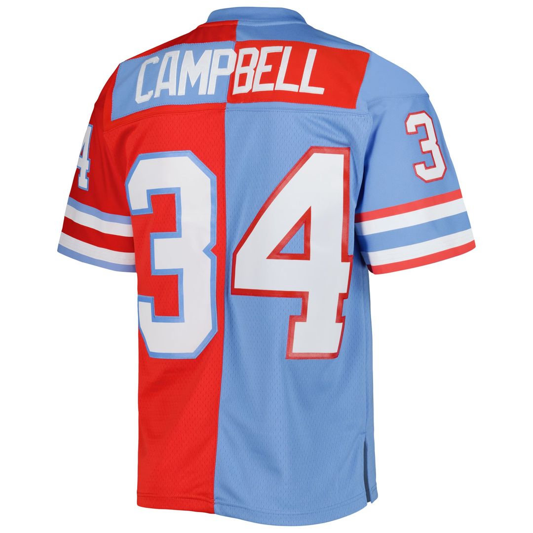Earl Campbell Houston Oilers Red/Light Blue Gridiron Classics 1980 Split Legacy Replica Jersey