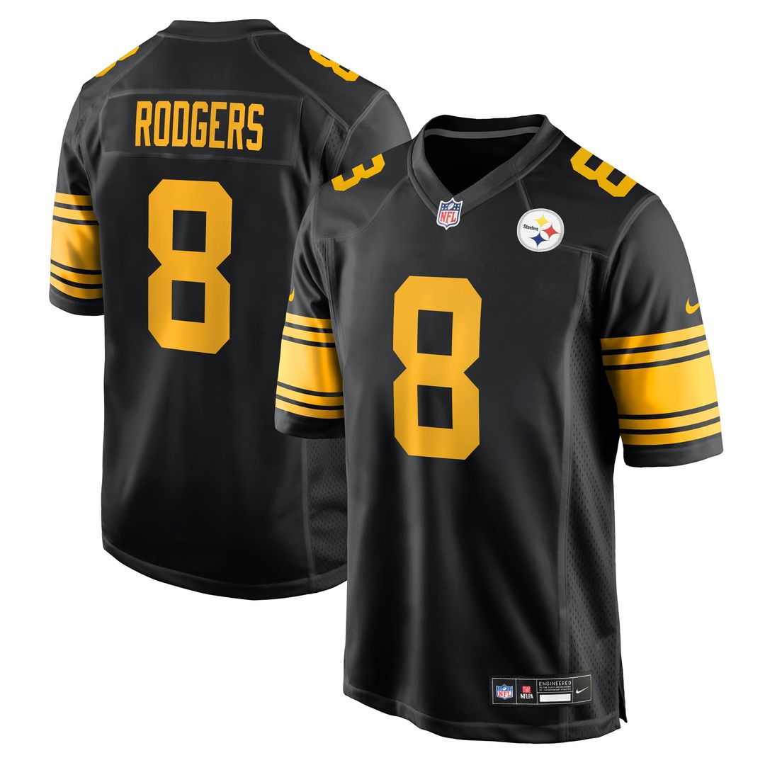Aaron Rodgers Pittsburgh Steelers Black Alternate Game Jersey