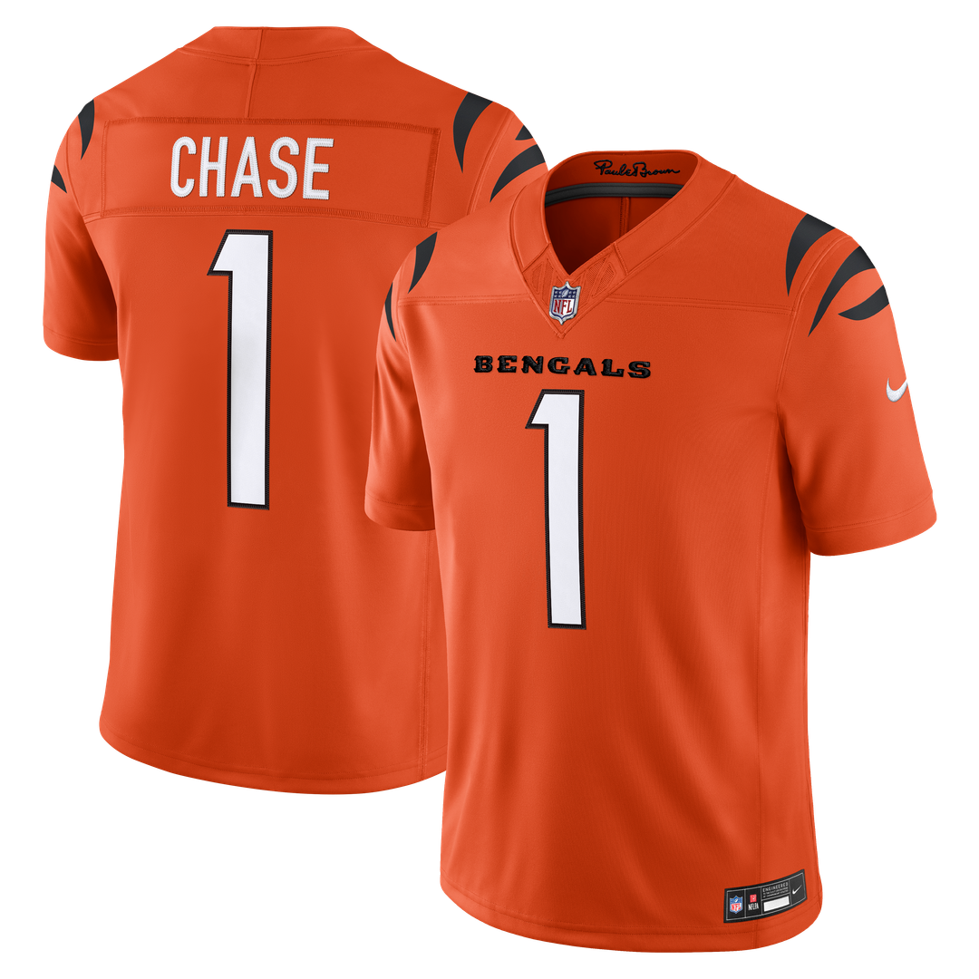 Ja'Marr Chase Cincinnati Bengals Orange Alternate Vapor F.U.S.E. Stitched Limited Jersey
