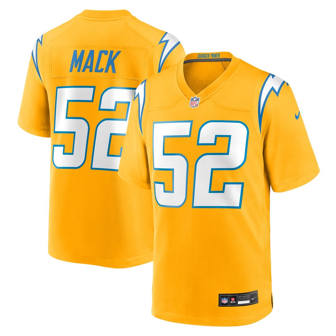 Khalil Mack Los Angeles Chargers Gold Alternate Charger Power Game Player Jersey