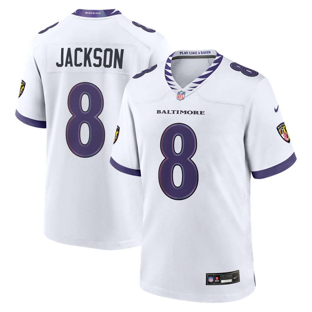 Lamar Jackson Baltimore Ravens White Game Jersey