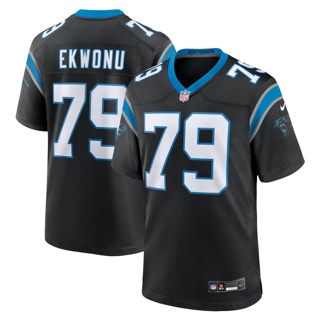 Ikem Ekwonu Carolina Panthers Black Game Jersey