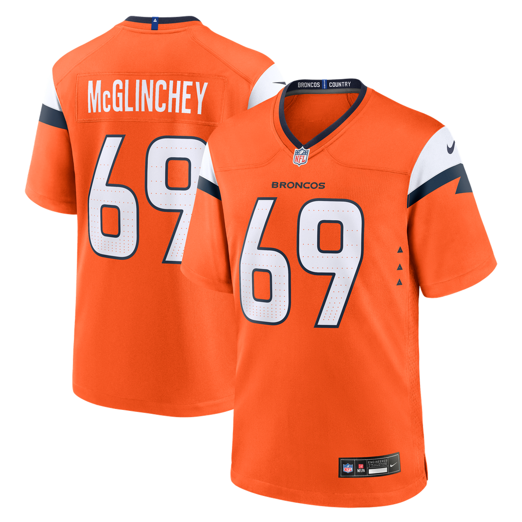 Mike McGlinchey Denver Broncos Orange Team Game Jersey
