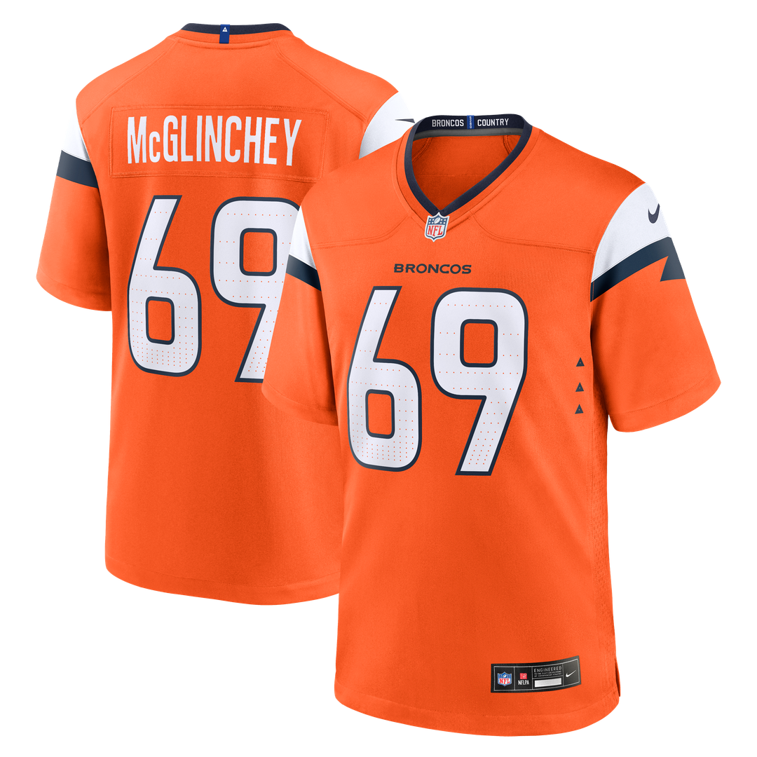 Mike McGlinchey Denver Broncos Orange Team Game Jersey