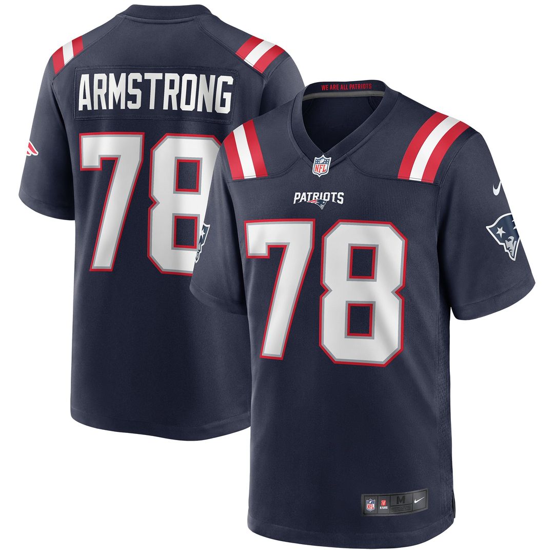 Bruce Armstrong New England Patriots Navy Game Retired Player Jersey