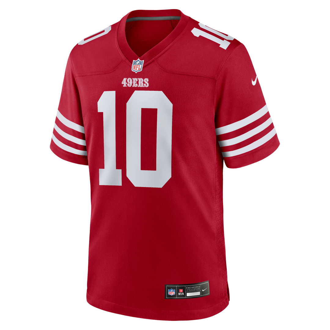 Mac Jones San Francisco 49ers Scarlet Team Game Jersey
