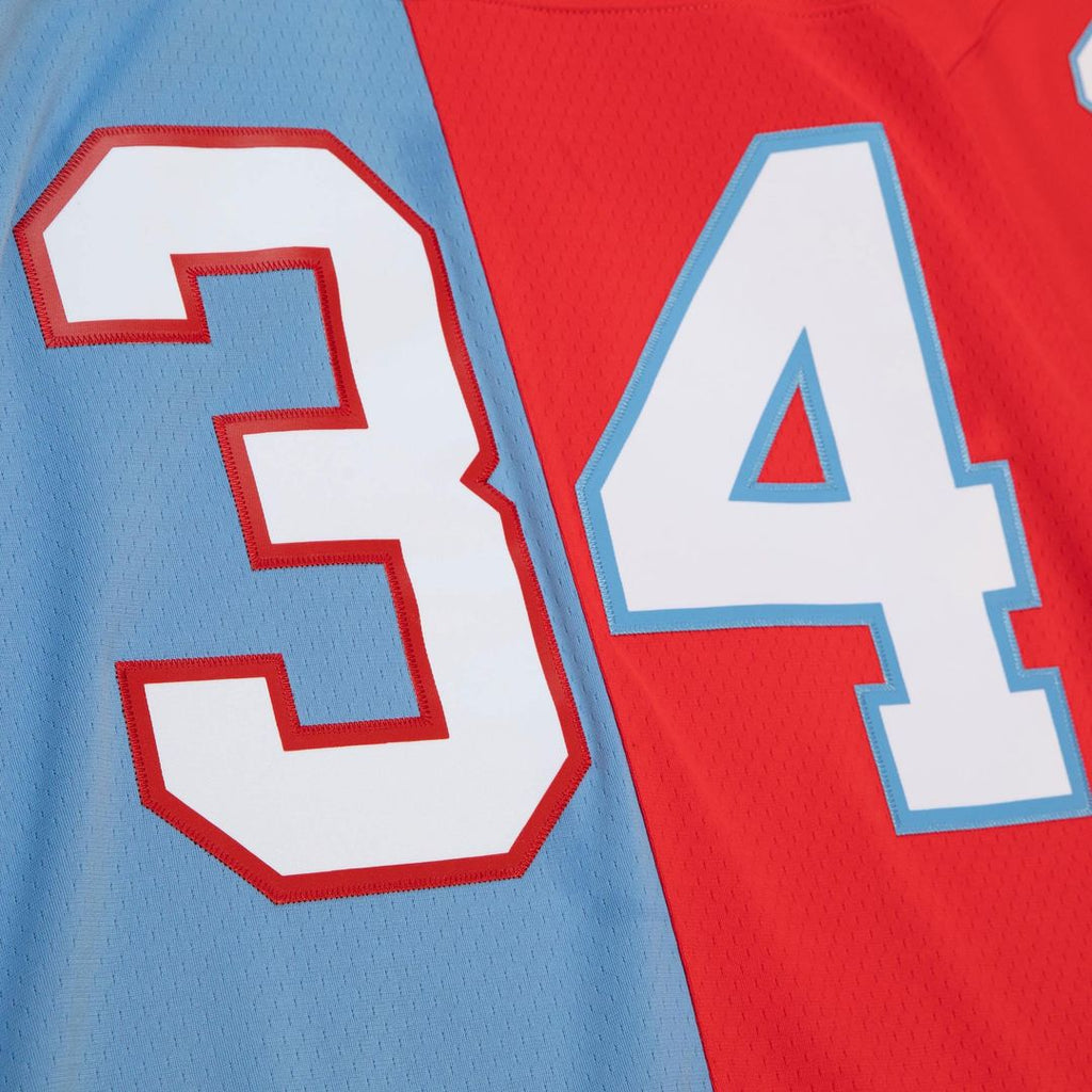Earl Campbell Houston Oilers Red/Light Blue Gridiron Classics 1980 Split Legacy Replica Jersey