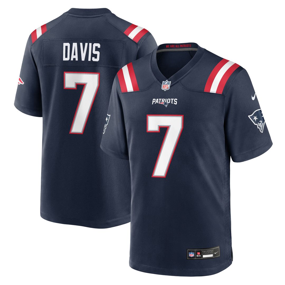 Carlton Davis New England Patriots Navy Team Game Jersey
