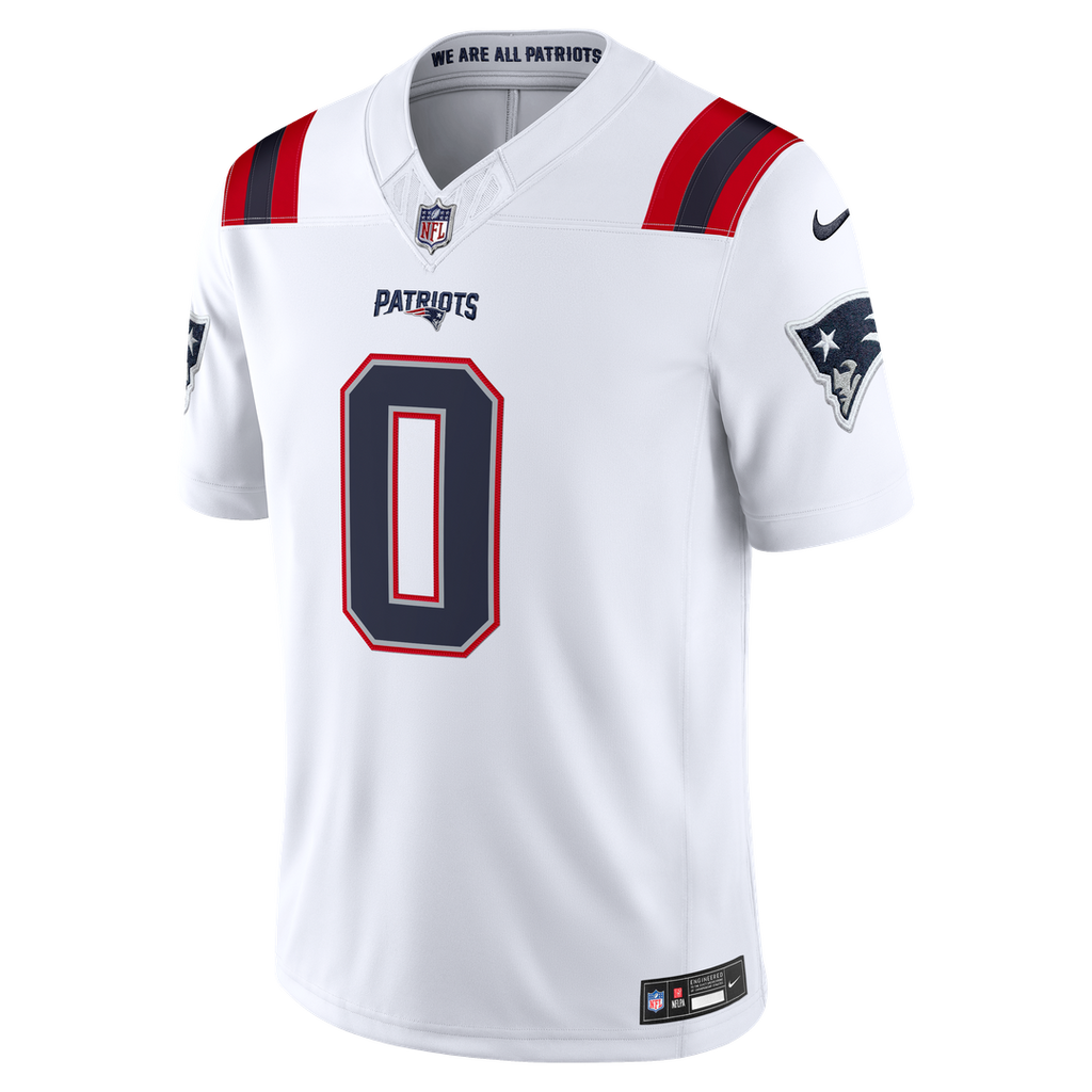 Christian Gonzalez New England Patriots Navy Team Vapor F.U.S.E. Stitched Limited Jersey