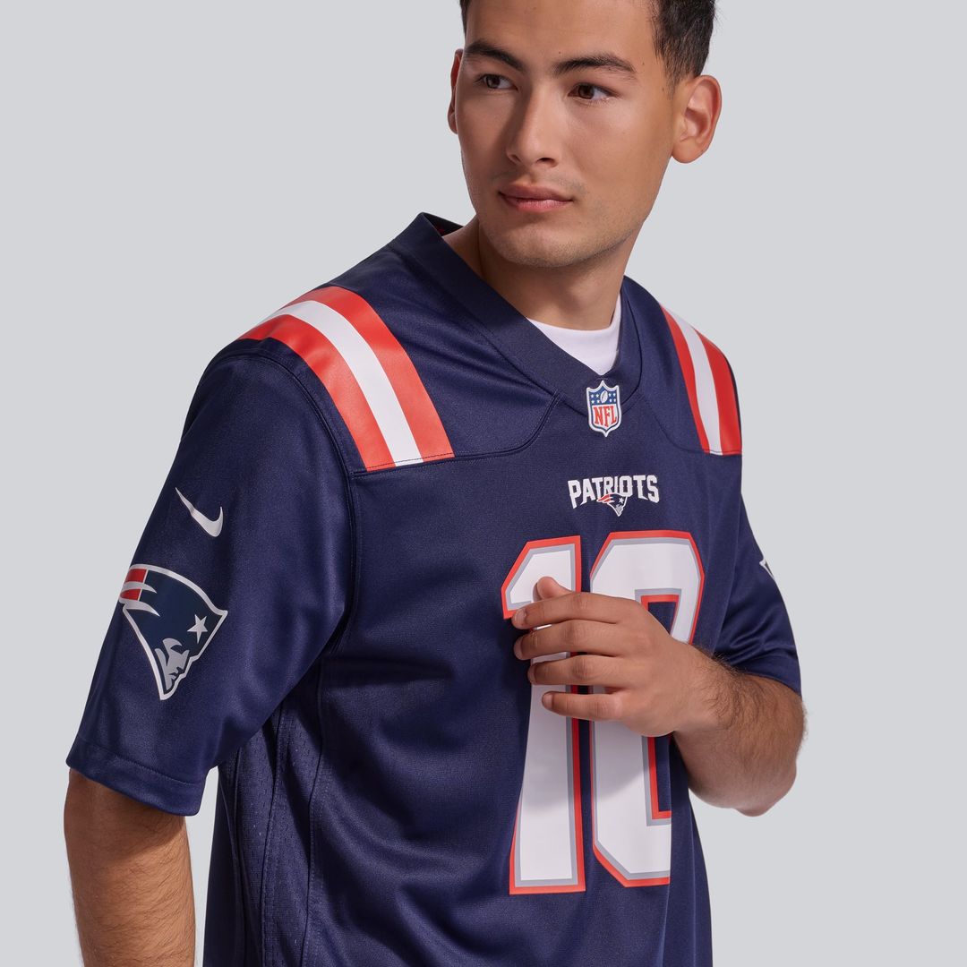 Drake Maye New England Patriots Navy Player Game Jersey