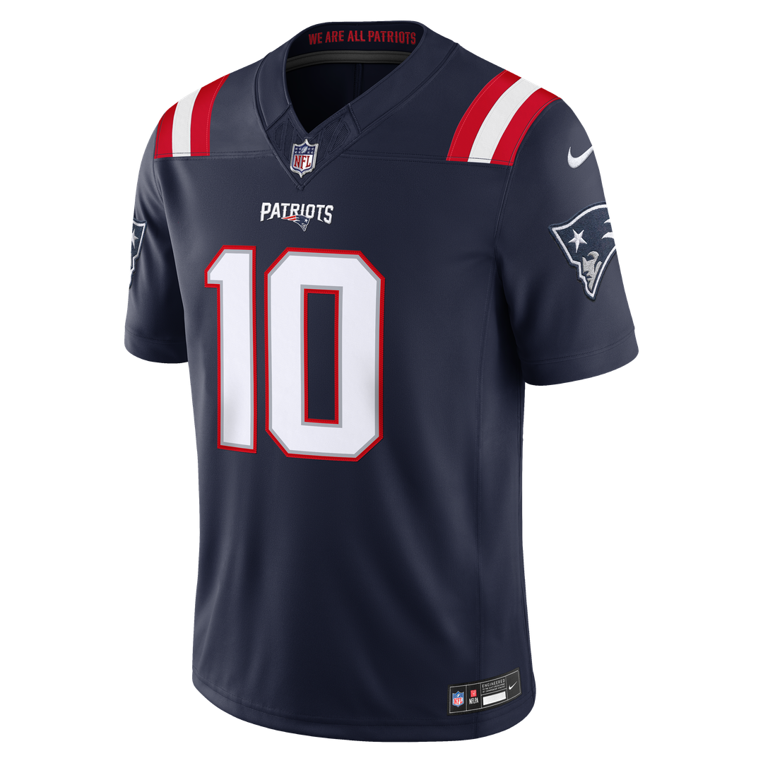 Drake Maye New England Patriots Navy Team Vapor F.U.S.E. Stitched Limited Jersey