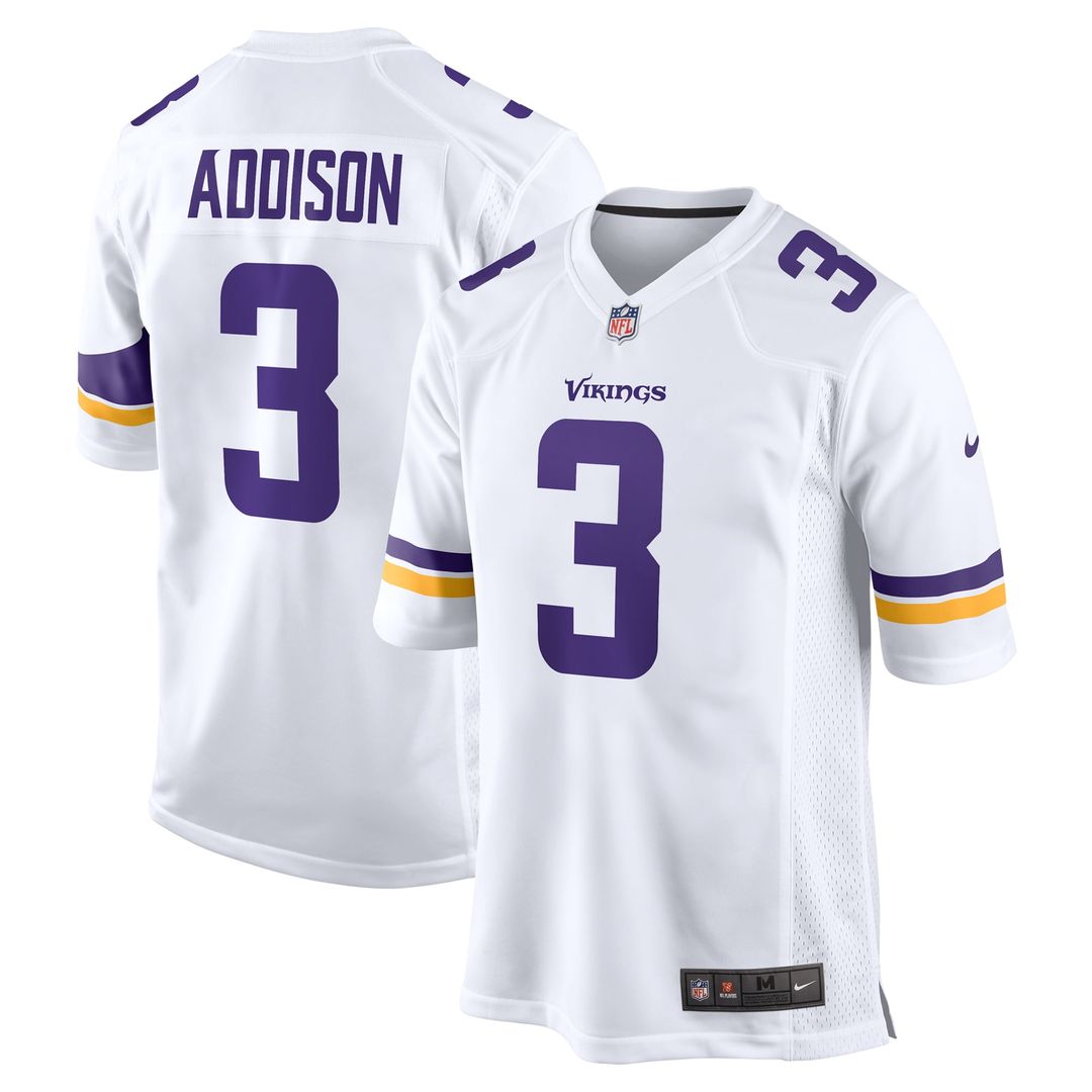 Jordan Addison Minnesota Vikings White Away Game Jersey