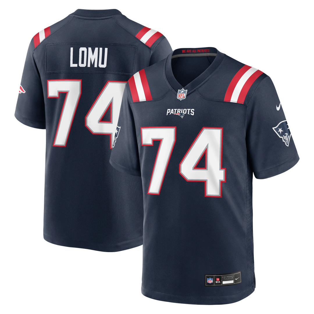Caleb Lomu New England Patriots Navy Team Game Jersey
