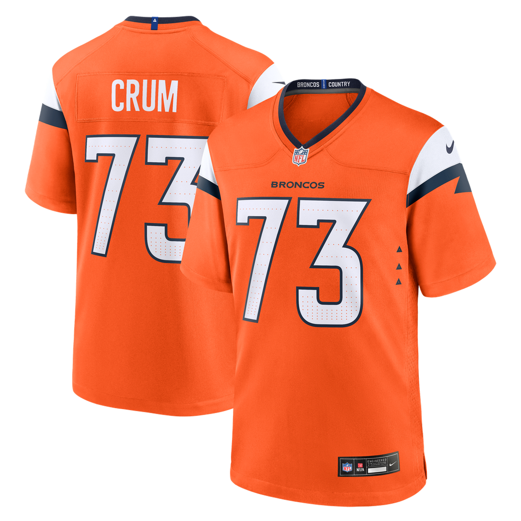 Frank Crum Denver Broncos Orange Team Game Jersey