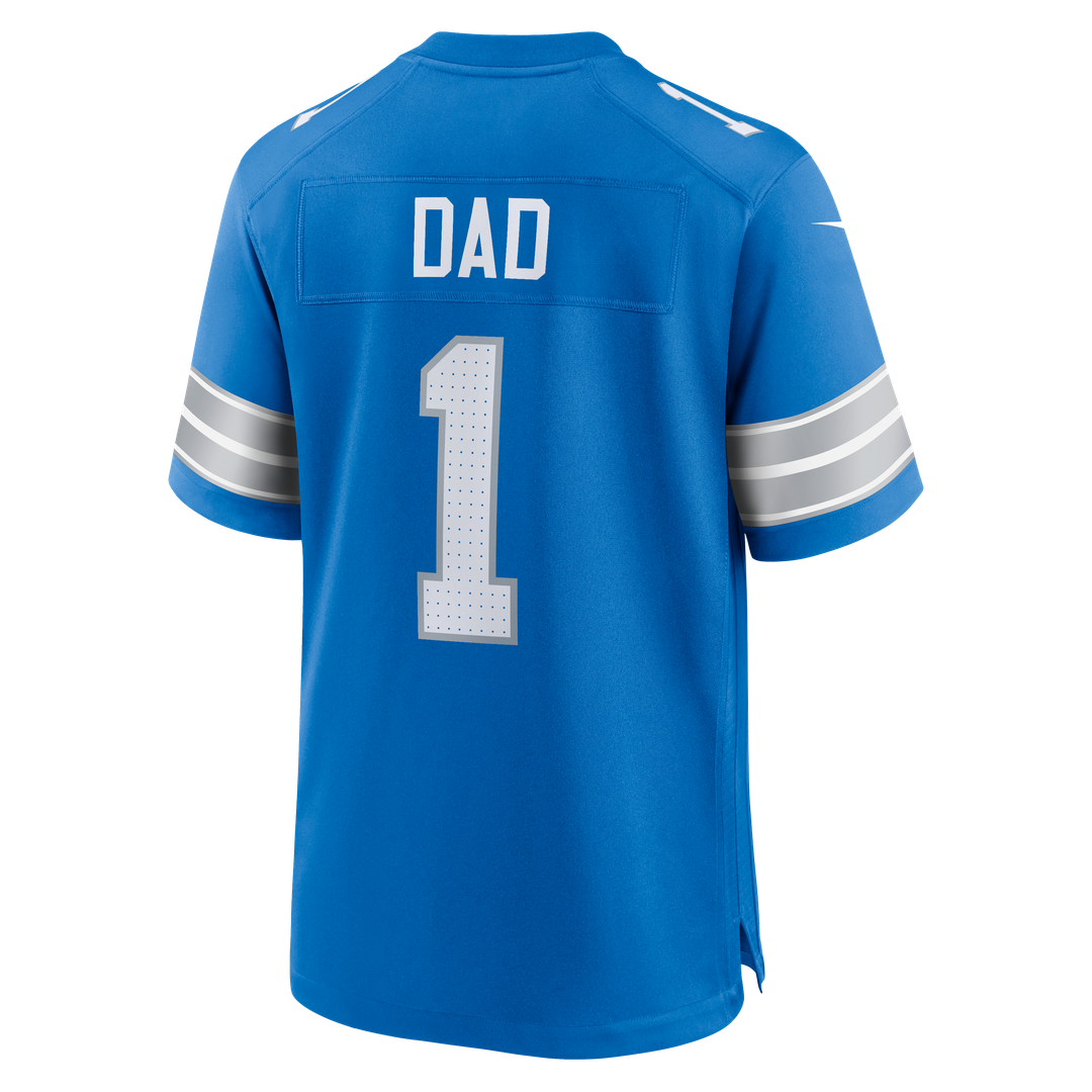 Detroit Lions Number 1 Dad Blue Game Jersey