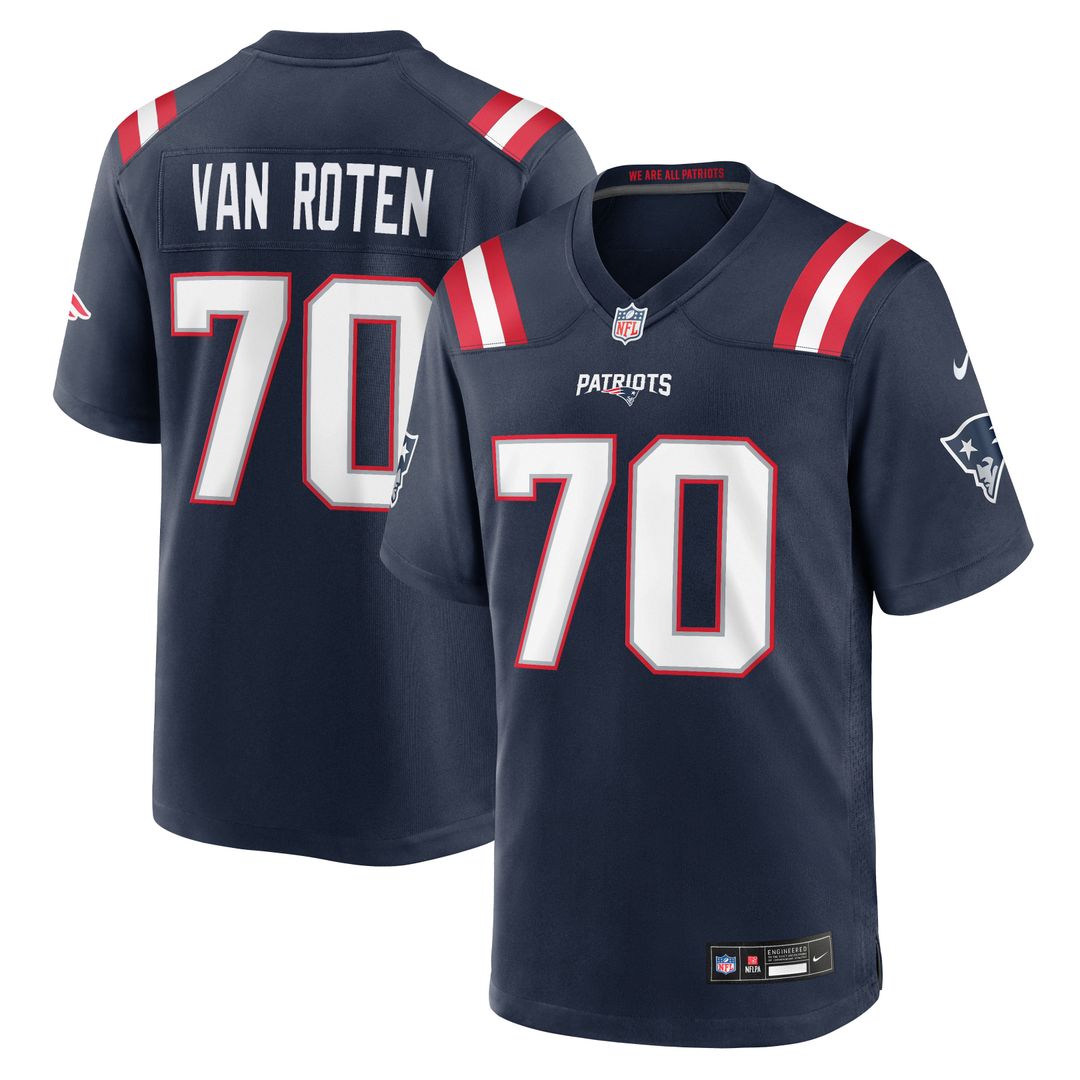 Greg Van Roten New England Patriots Navy Team Game Jersey