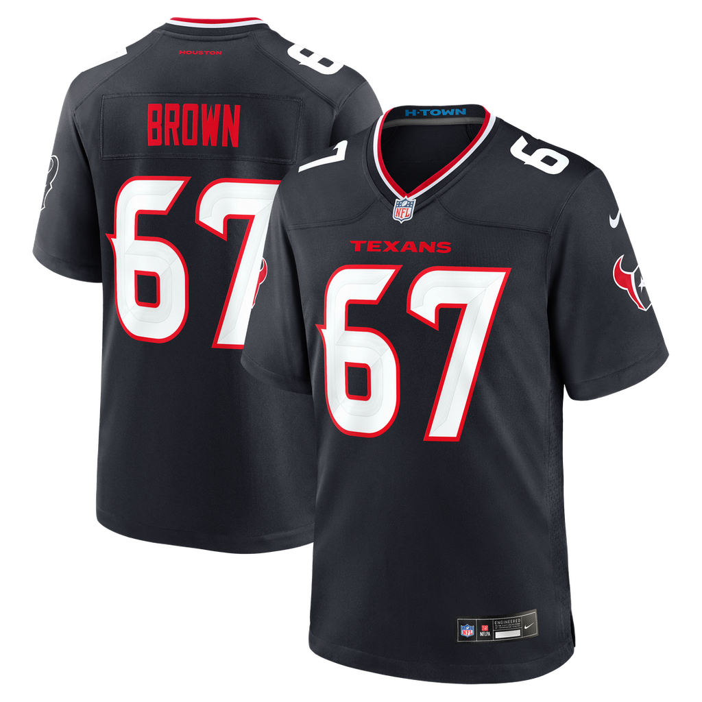 Evan Brown Houston Texans Navy Team Game Jersey