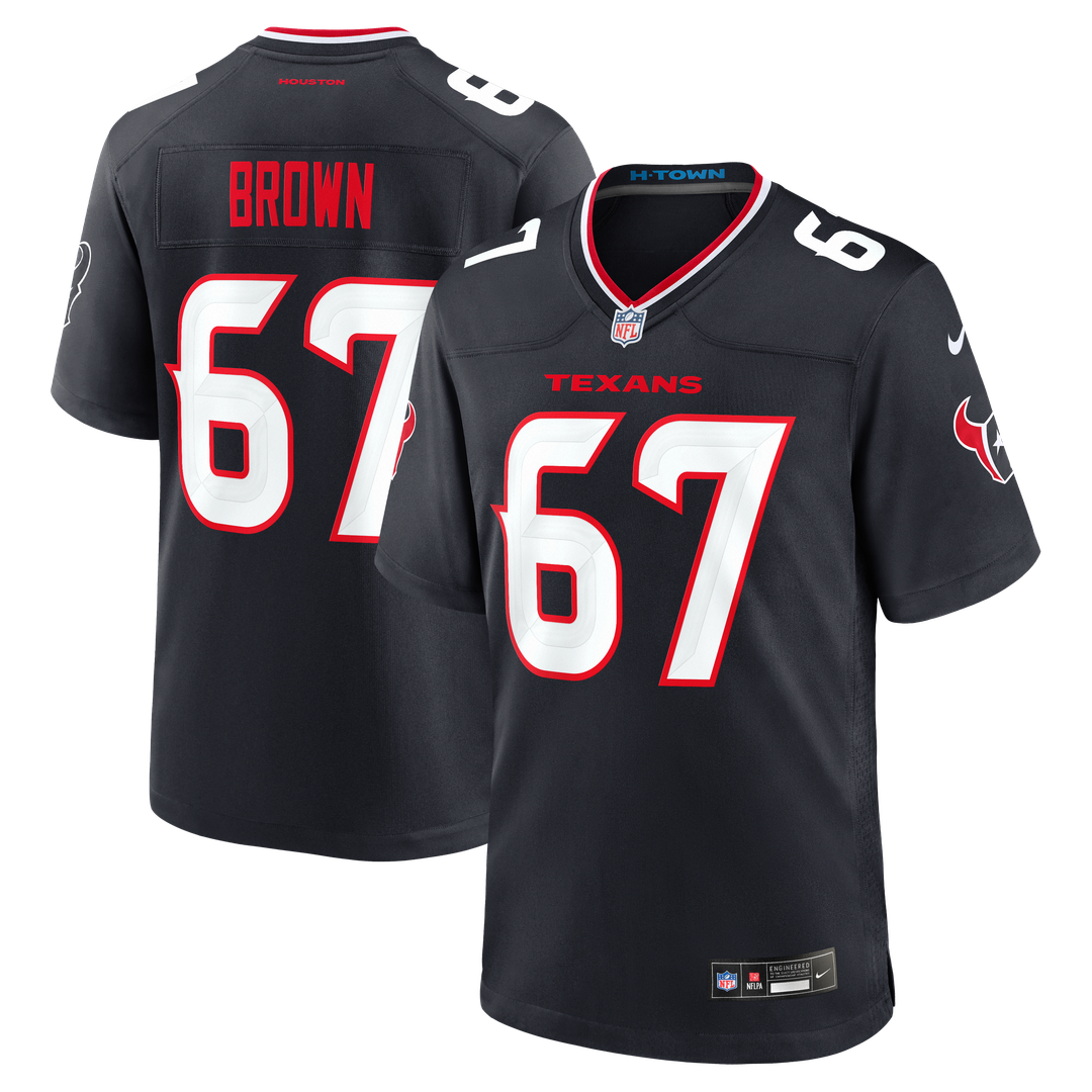 Evan Brown Houston Texans Navy Team Game Jersey