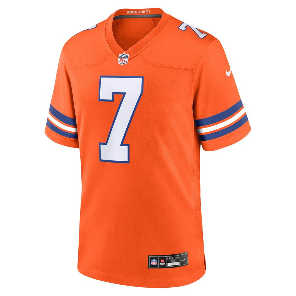 John Elway Denver Broncos Orange Mile High Collection 1977 Throwback Retired Player Game Jersey