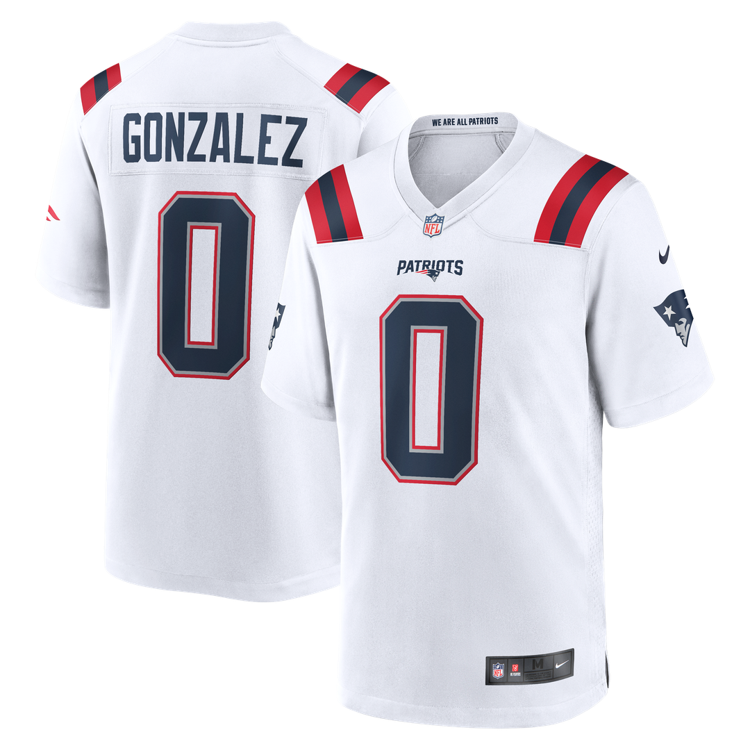Christian Gonzalez New England Patriots White Game Jersey