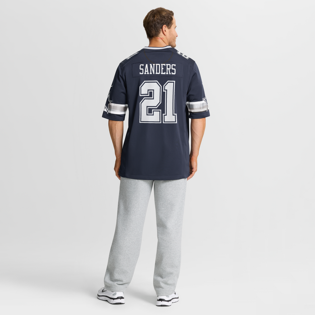 Deion Sanders Dallas Cowboys Navy Team Retired Player Game Jersey