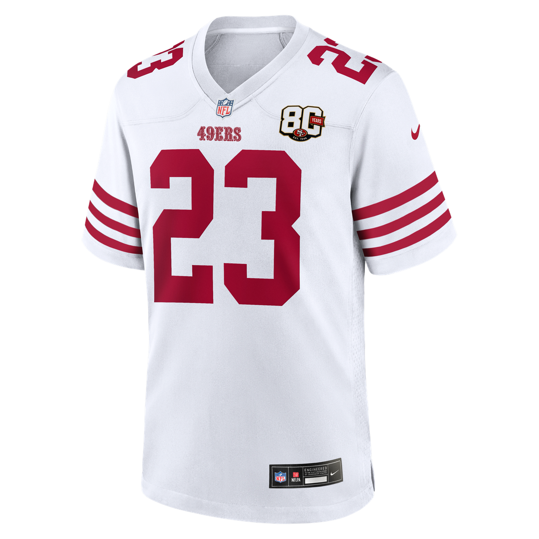 Christian McCaffrey San Francisco 49ers White 80th Anniversary Game Jersey