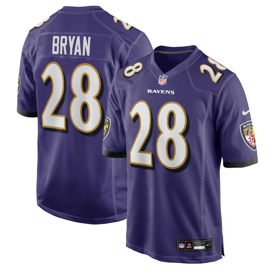 Taven Bryan Baltimore Ravens Purple Team Game Jersey