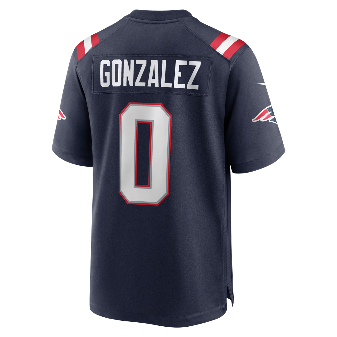 Christian Gonzalez New England Patriots Navy Team Game Jersey