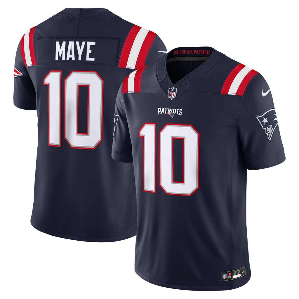 Drake Maye New England Patriots Navy Team Vapor F.U.S.E. Stitched Limited Jersey