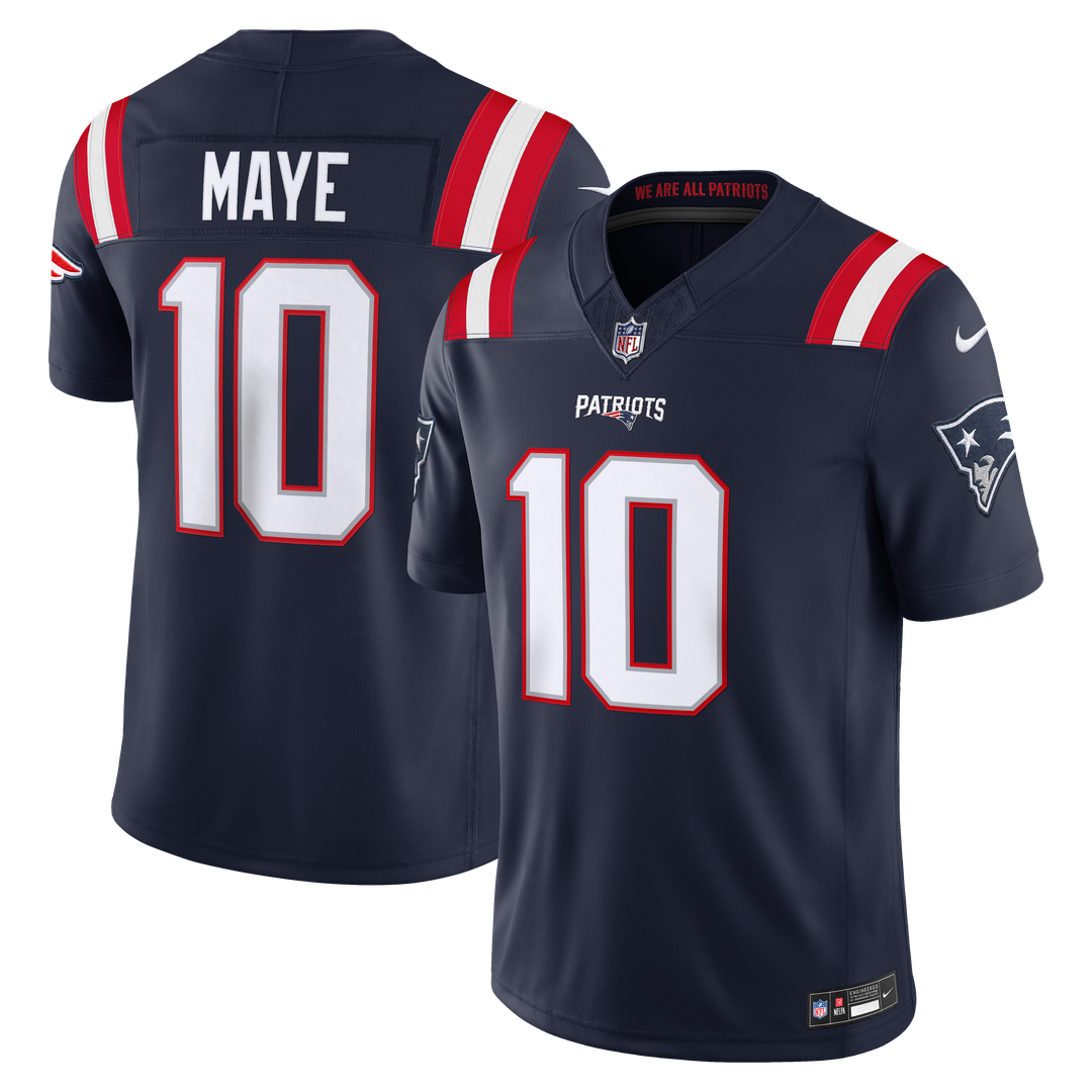 Drake Maye New England Patriots Navy Team Vapor F.U.S.E. Stitched Limited Jersey