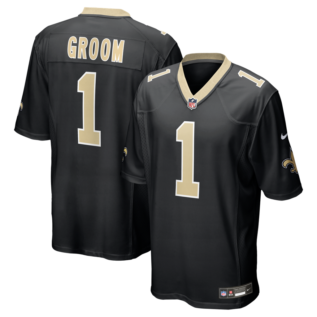 New Orleans Saints Number 1 Groom Black Game Jersey