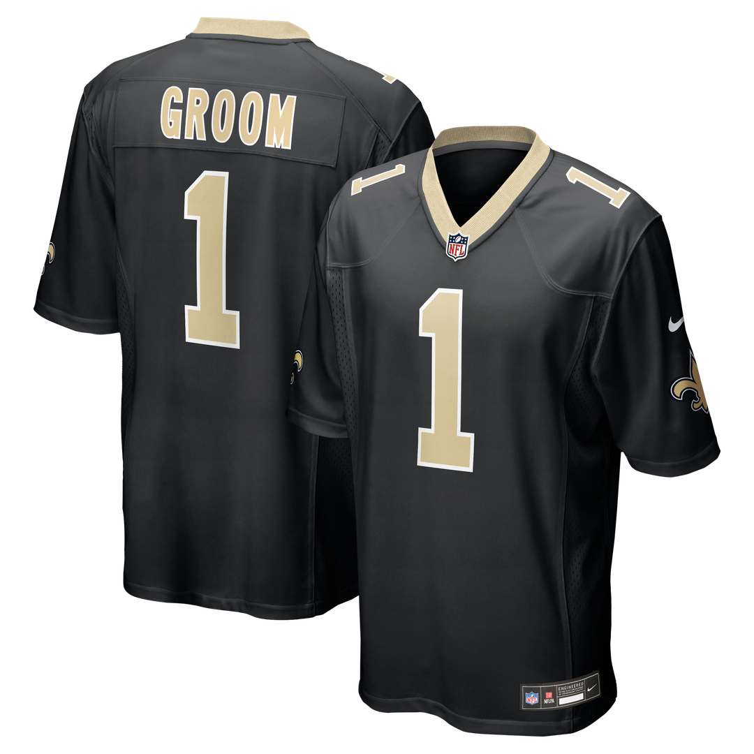 New Orleans Saints Number 1 Groom Black Game Jersey