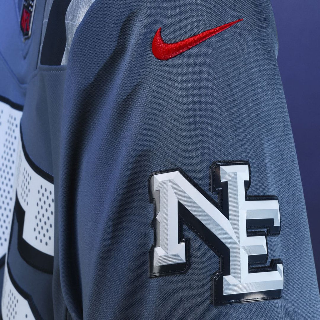 Drake Maye New England Patriots Blue Rivalries Collection Stitched Limited Jersey