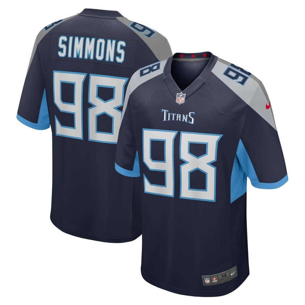 Jeffery Simmons Tennessee Titans Navy Game Jersey