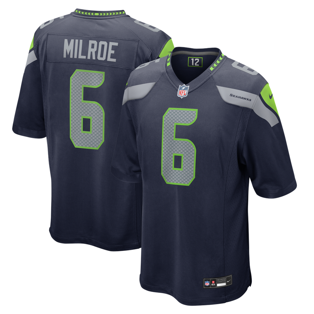 Jalen Milroe Seattle Seahawks College Navy Team Game Jersey