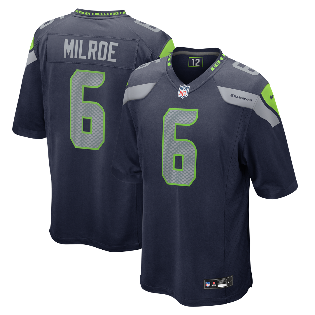 Jalen Milroe Seattle Seahawks College Navy Team Game Jersey