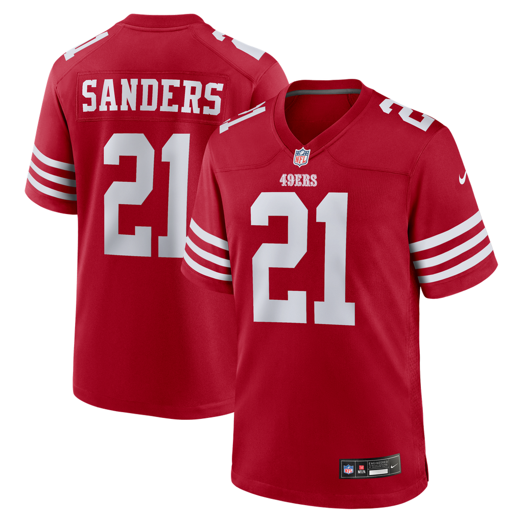 Deion Sanders San Francisco 49ers Scarlet Team Retired Player Game Jersey