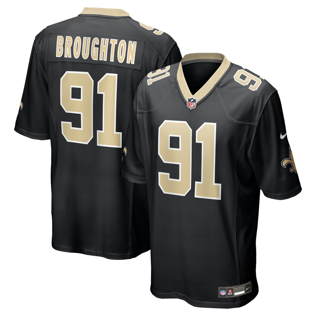 Vernon Broughton New Orleans Saints Black Team Game Jersey