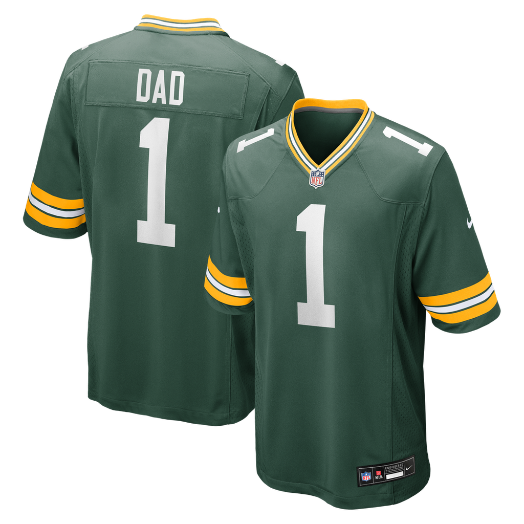 Green Bay Packers Number 1 Dad Green Game Jersey