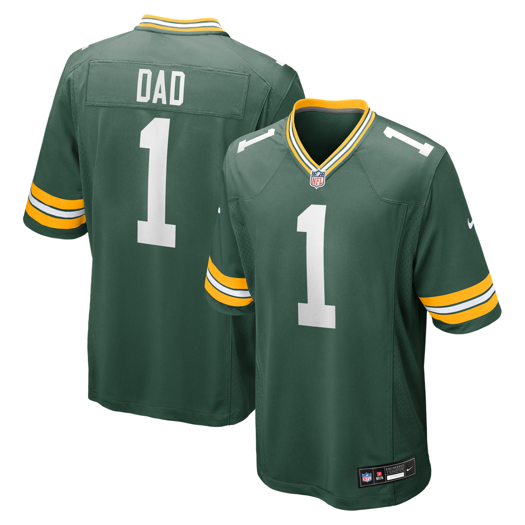 Green Bay Packers Number 1 Dad Green Game Jersey