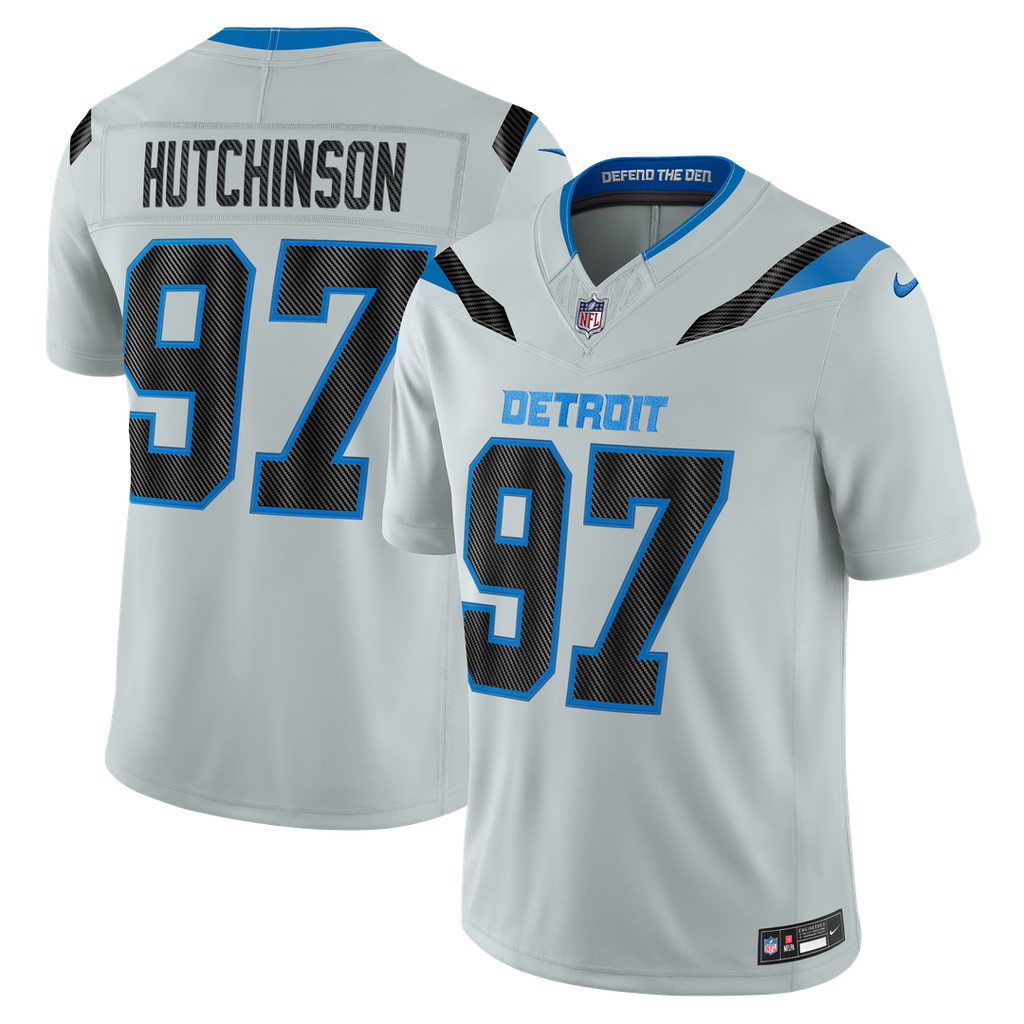Aidan Hutchinson Detroit Lions Silver 2026 Rivalries Collection Stitched Limited Jersey