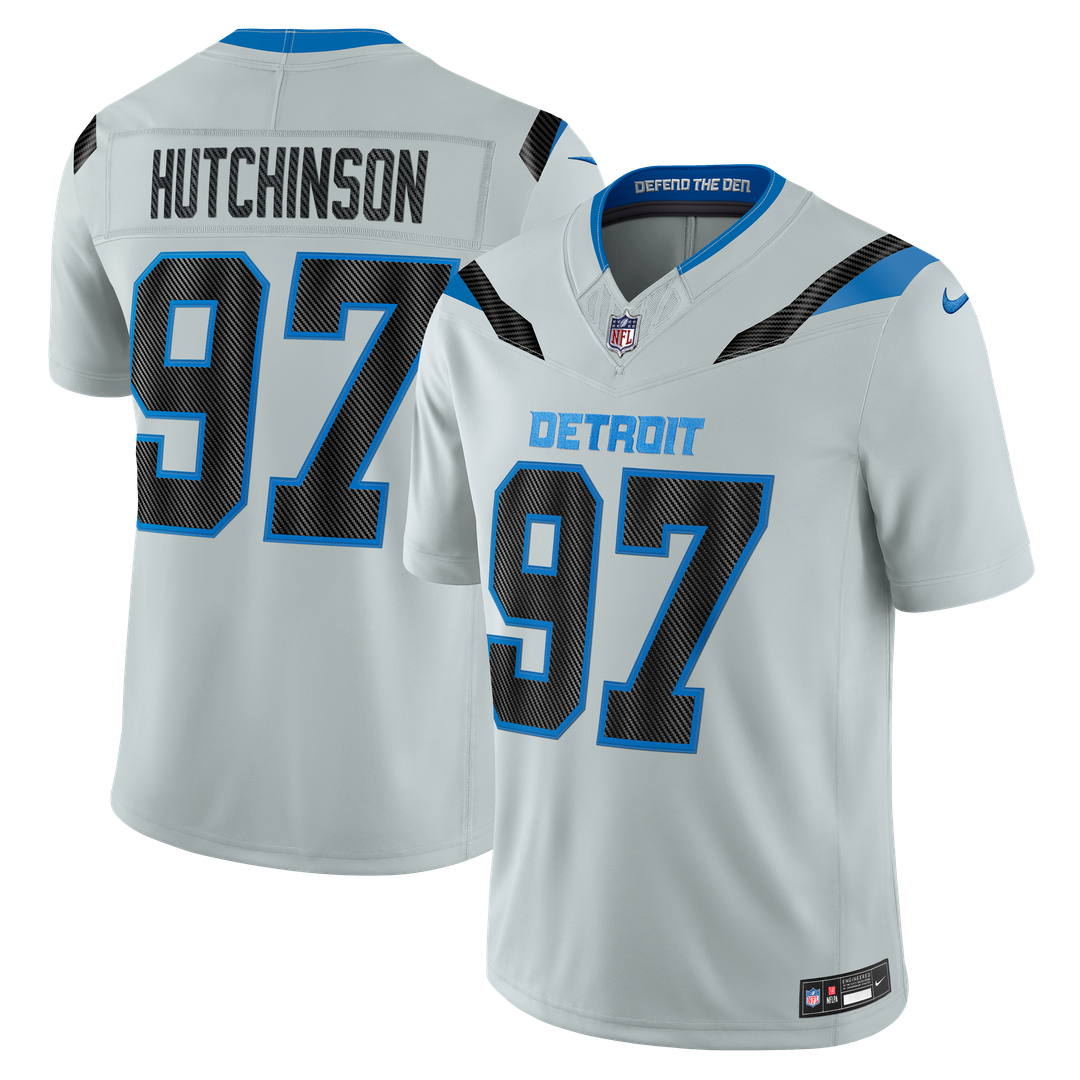Aidan Hutchinson Detroit Lions Silver 2026 Rivalries Collection Stitched Limited Jersey