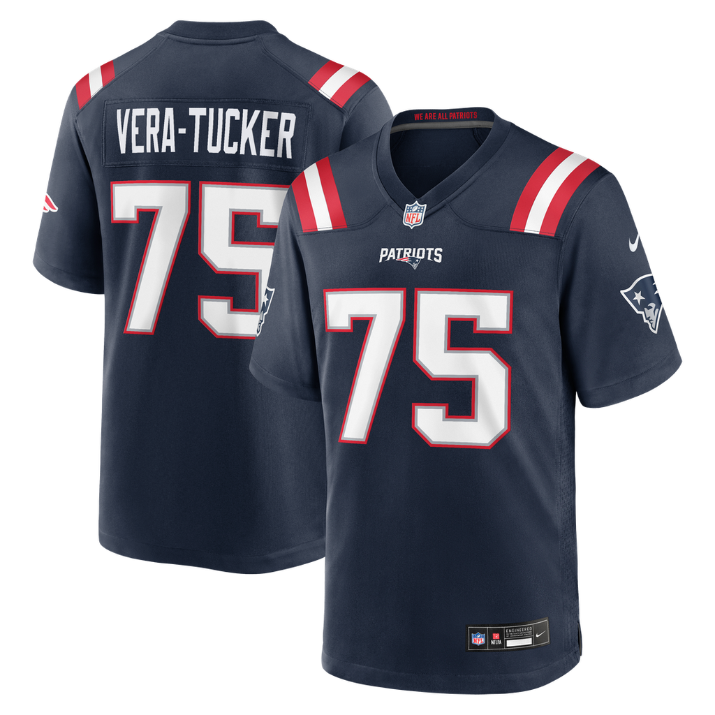 Alijah Vera-Tucker New England Patriots Navy Team Game Jersey