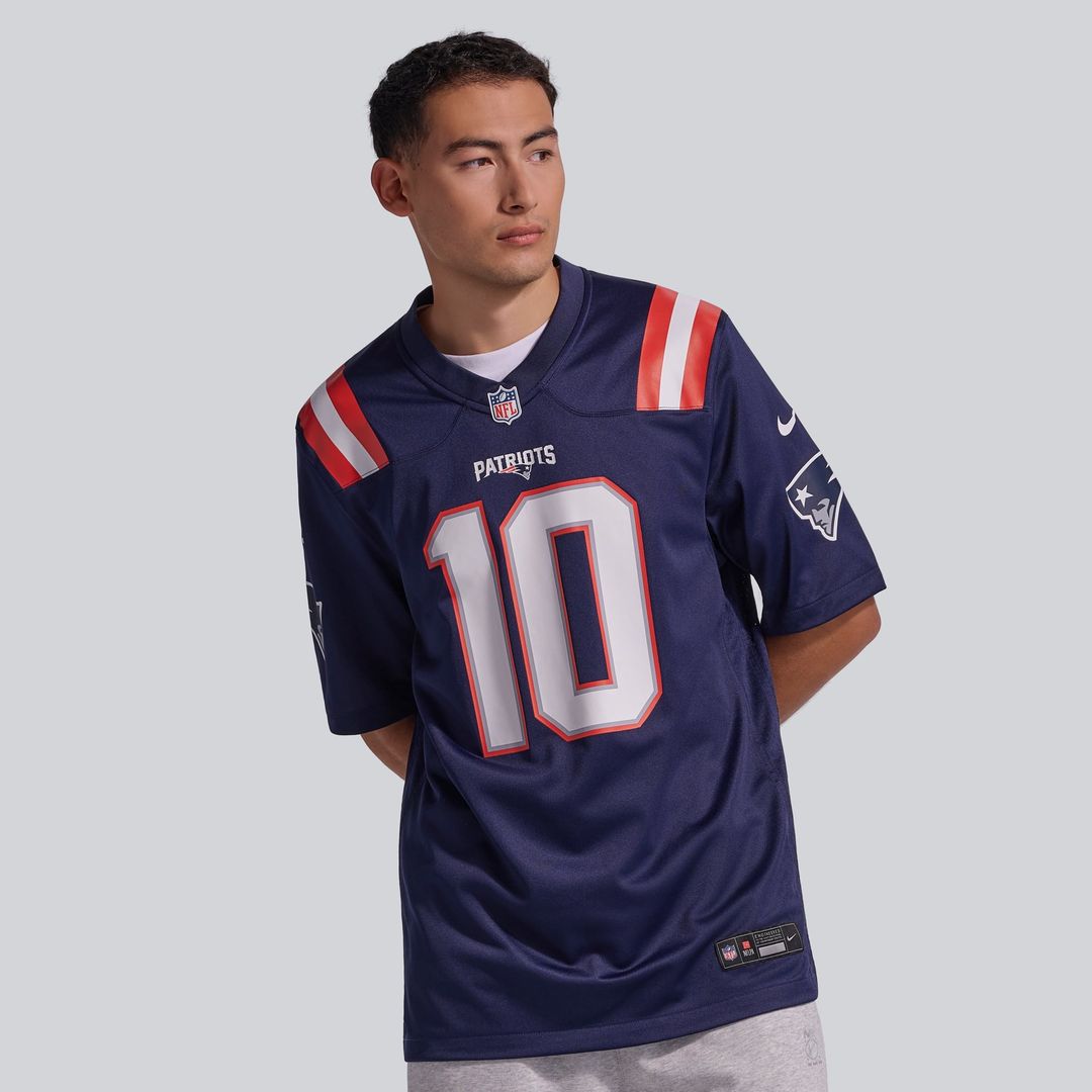 Drake Maye New England Patriots Navy Player Game Jersey