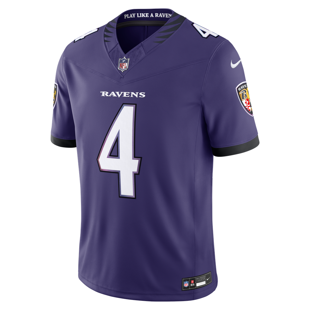 Zay Flowers Baltimore Ravens Purple Team Vapor F.U.S.E. Stitched Limited Jersey
