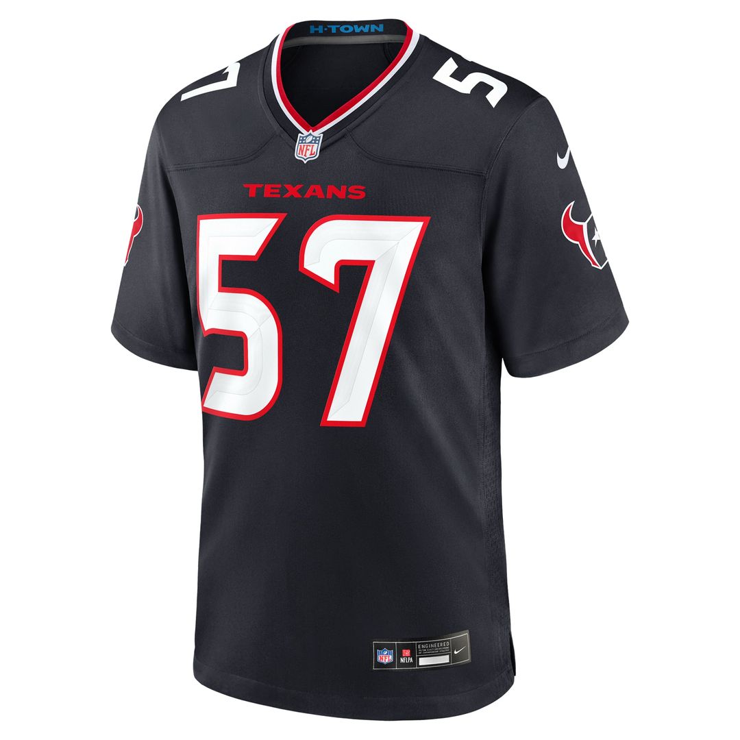 Blake Fisher Houston Texans Navy Team Game Jersey