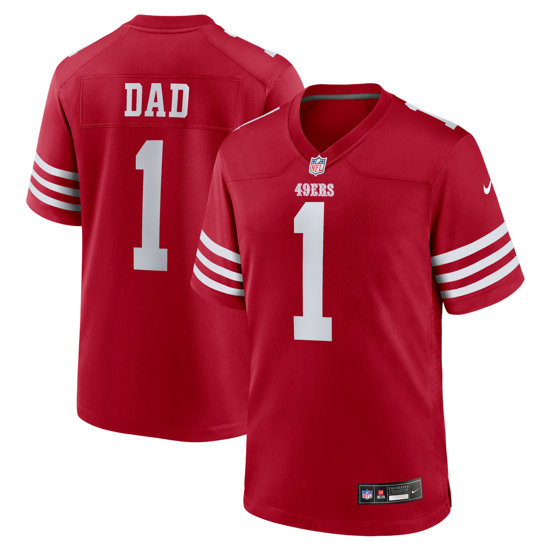 San Francisco 49ers Number 1 Dad Scarlet Game Jersey