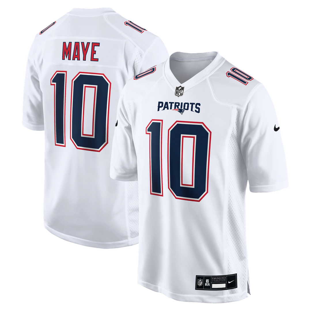 Drake Maye New England Patriots Tundra White Game Jersey
